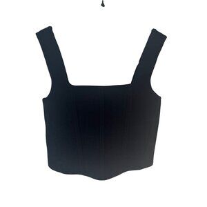2/$30 ZARA Black Small Ribbed Cropped Tank Top Square Neck Stretch Fabric